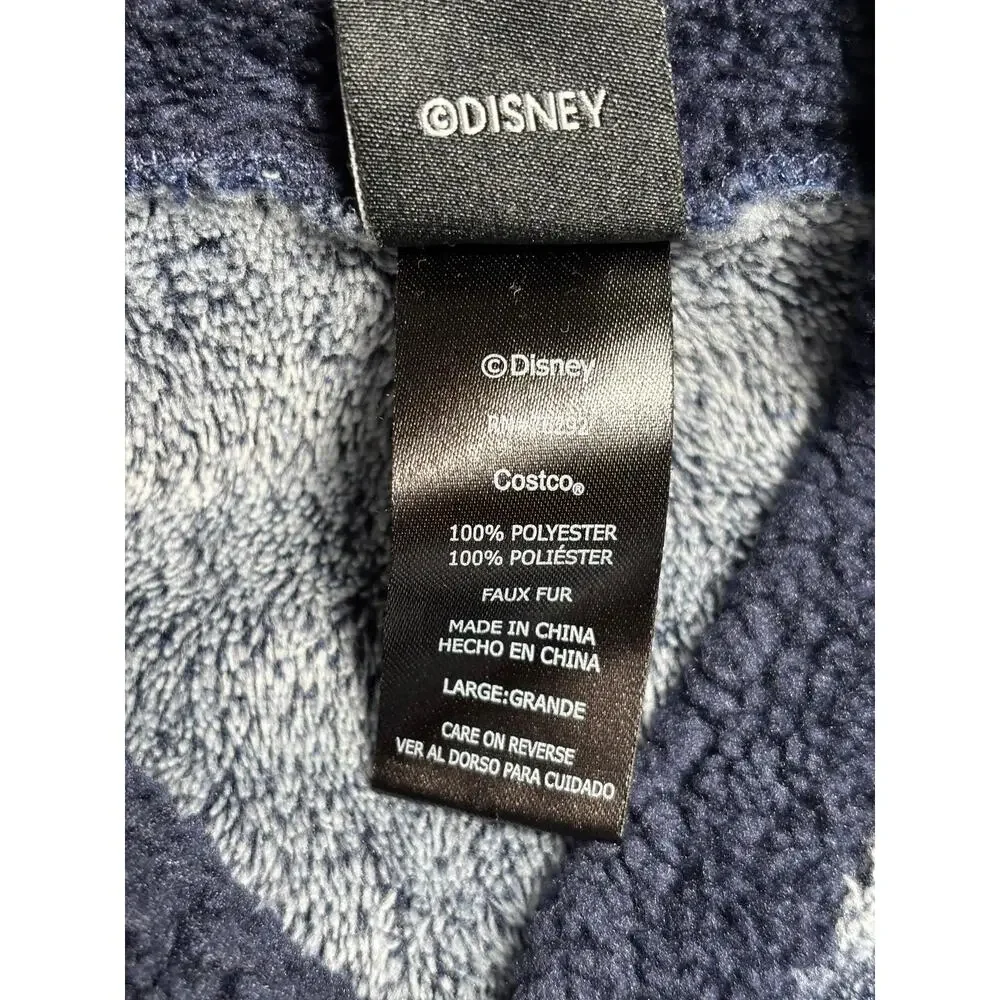 Disney Pullover Hoodie Womens Large Gray Blue Sherpa Faux Fur Mickey Mouse Cozy - Picture 5 of 7